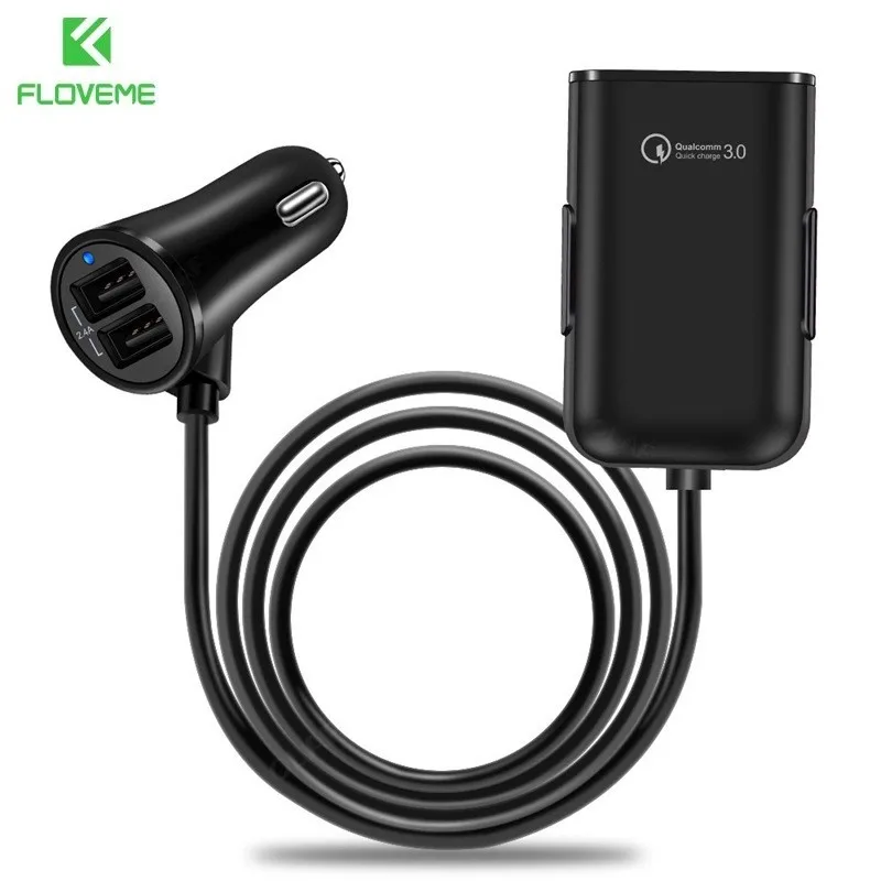 

Автомобильное зарядное устройство с 4 USB-портами, 36 Вт, 8 А, QC3.0