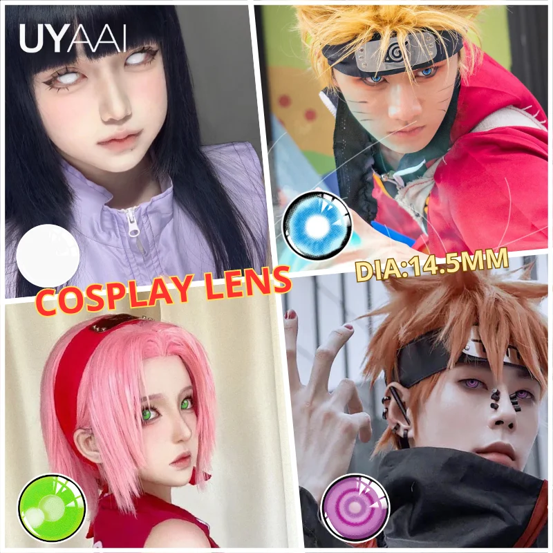 

UYAAI 1 пара белых линз для косплея контактные линзы ежегодные ученики черные глаза Хэллоуин Аниме Косплей Макияж контакты линзы для глаз