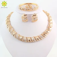 vintage african crystal jewelry sets for women wedding bridal accessories gold color necklace bracelet earrings ring set