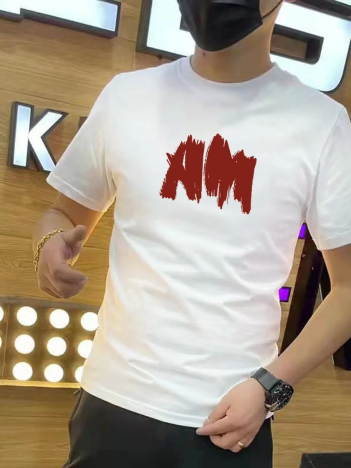 Fashion Brand Pure Cotton Short sleeve T-shirt Ins English Letters Print Summer Korean Sle Slim fit round Neck All-Match Me...