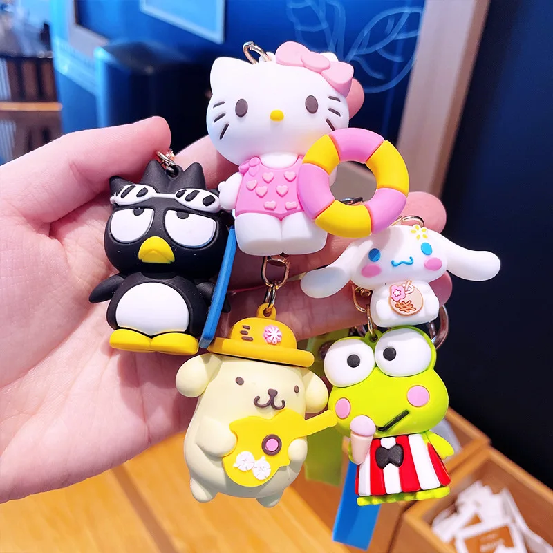 

Kawaii Sanrio Hello Kitty Keychain Anime Cartoon Cinnamoroll for Car Keys Ring Dolls Backpack Pendant Ornaments Gift for Friends