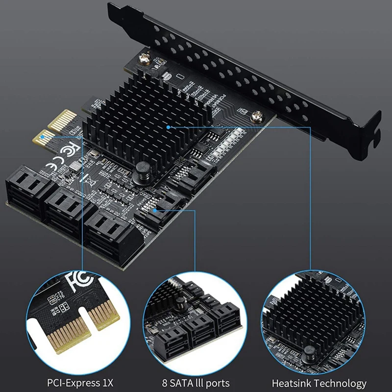 2X PCIE SATA карта 8 портов 6 Гбит/с 3 0 Pcie к контроллеру Расширенная вверх порт