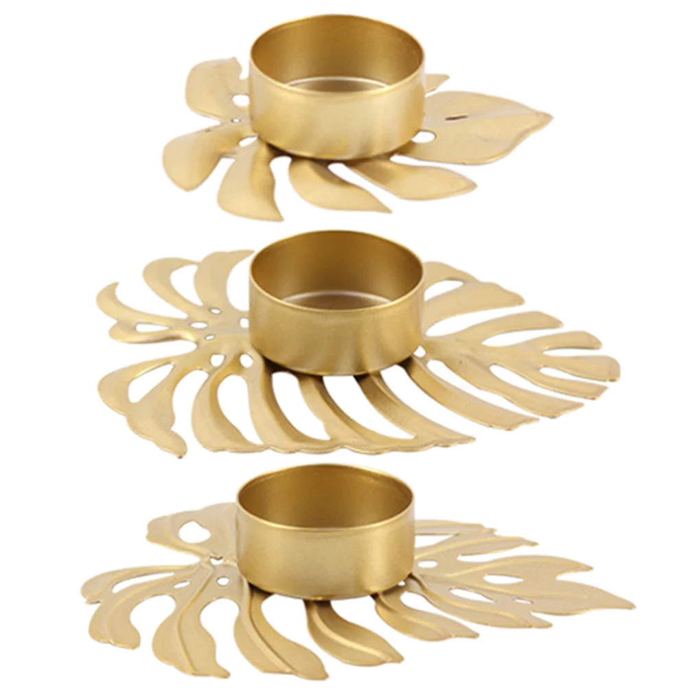 

3pcs Metal Monstera Leaf Holder Ornaments Tealight Holder Adornments