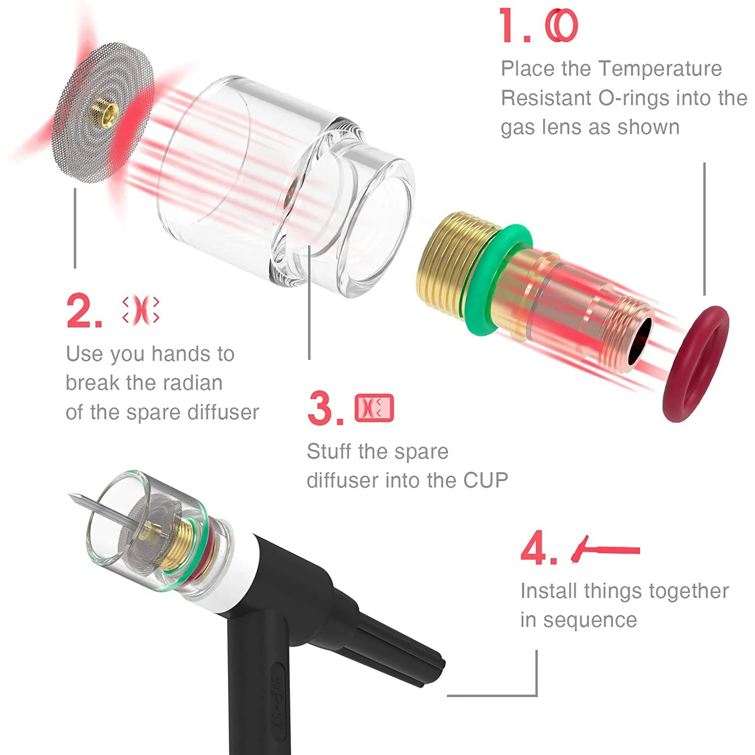 71 шт. линзы для сварки TIG 12 стекол набор WP-17/18/26 комплект аксессуаров