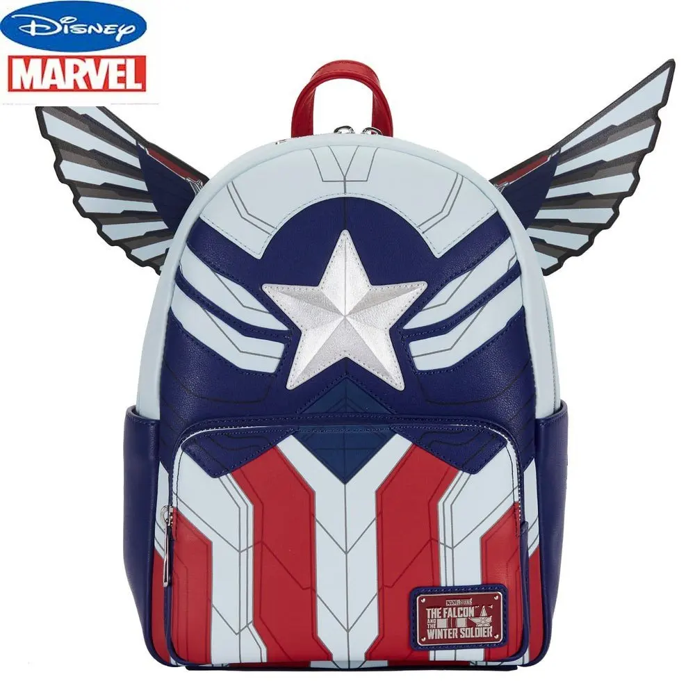 Disney Loungefly Marvel Surrounding Falcon Captain America Backpack Boys and Girls School Bag