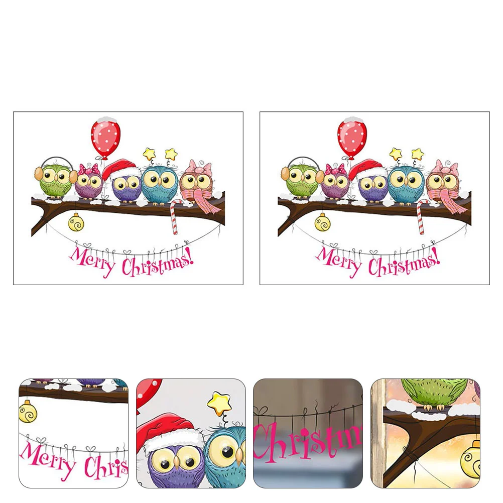 

Stickers Christmas Wall Windowdecals Supplies Party Decoration Merry Owl Glass Holiday Door Removable Decor Festival Clings