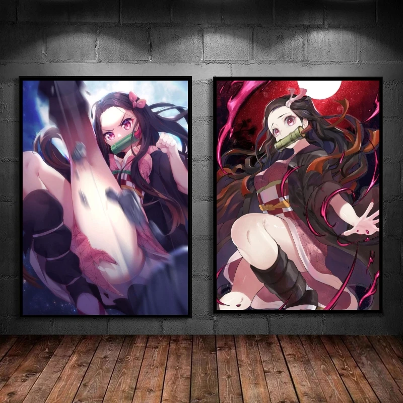 

Japanese Anime Canvas Paintings Demon Slayer Kamado Nezuko Poster Home Wall Art Comics Pictures Modern Living Room Friends Gifts