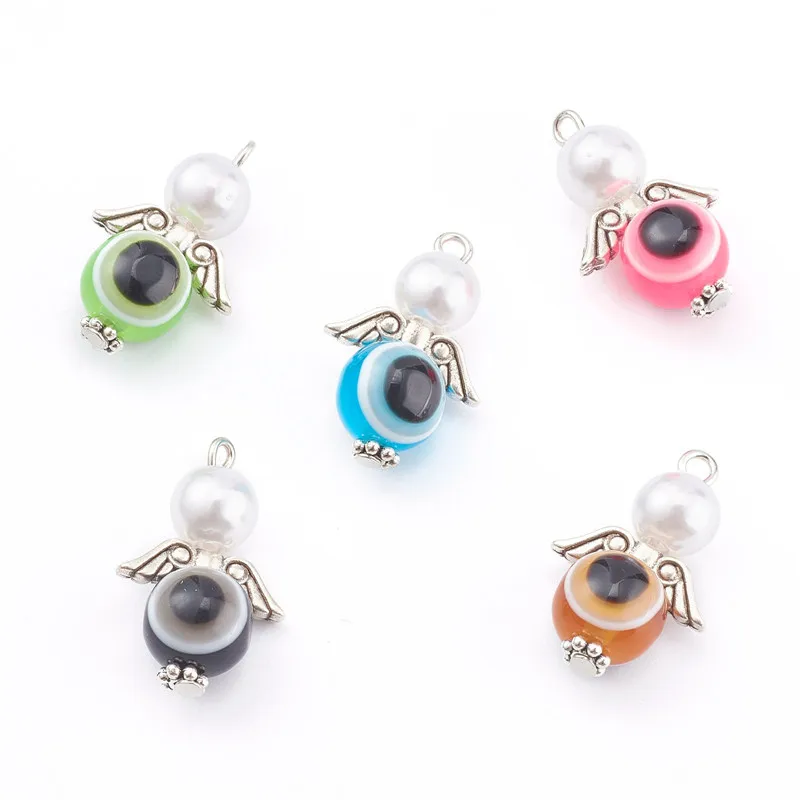 

20pcs/lot Mixed Eye Beads Angel Wings Charms Pendant DIY Earring Necklace for Jewelry Making Accessories