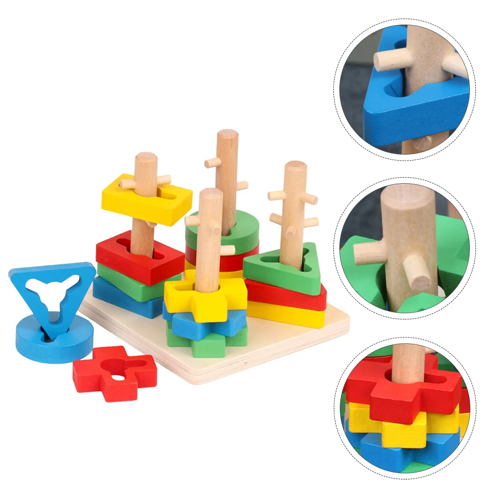 

1 Set Wooden Puzzle Toddler Toys Shapes Sorter Geometric Blocks Stacking Games