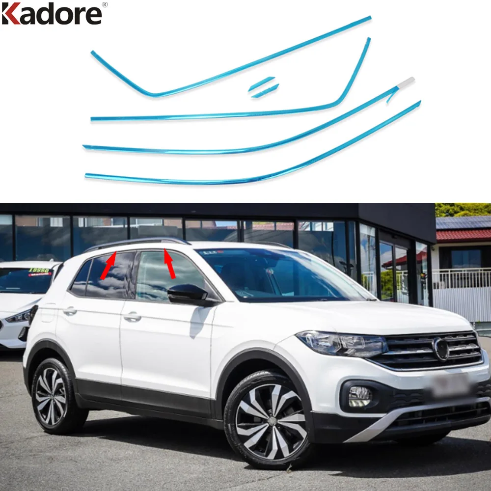 Фото Для Volkswagen VW T-Cross 2018-2023: Стальная накладка на верхнюю рамку окна, молдинг, аксессуары №1