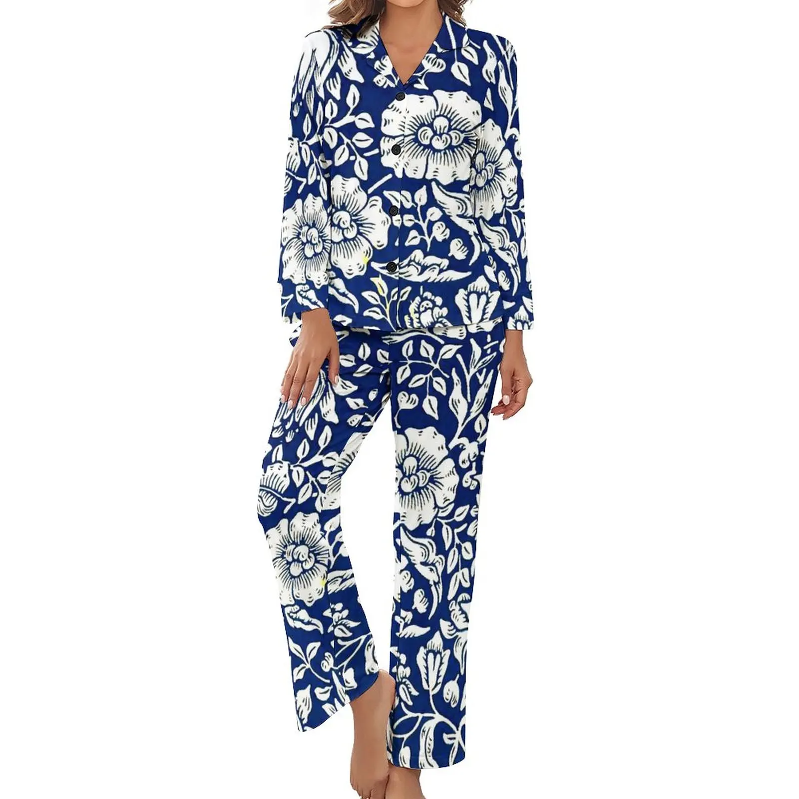 

Пижама женская мягкая с V-образным вырезом и длинным рукавом, 2 предмета