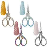 4pcs sewing embroidery scissors with 4pcs artificial leather cover for needlework manual sewing handicraft brow shaping