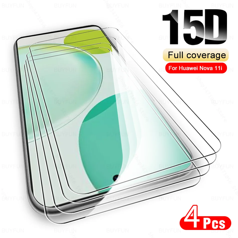 

4Pcs For Huawei Nova 11i 4G Full Cover Tempered Glass Hauwei Huawey Nova11i 11 I 6.8'' MAO-LX9 9H Armor Safety Screen Protector