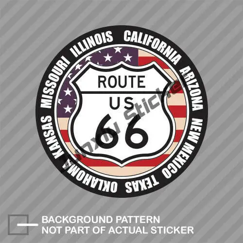 Наклейка круглая US Route 66 Виниловая наклейка на мотоцикл 8 States исторический