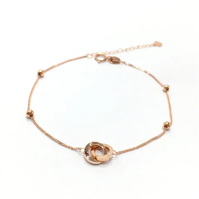 Подвое кольцо из розового золота 585 пробы с покрытием 14 карат браслеты-цепочки