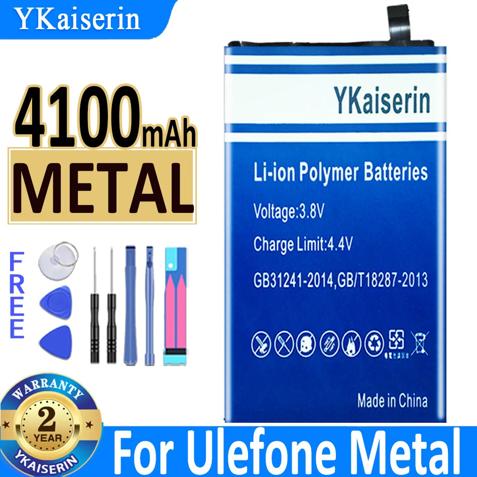 

YKaiserin METAL 4100mAh High Capacity Battery For Ulefone Metal Smart Phone Replacement Battery + Free Tools