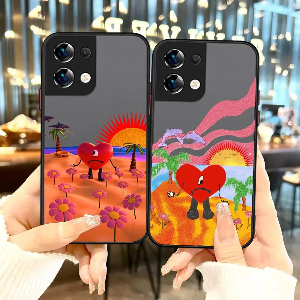

Heart Bad Bunny Evil Eyes Luxury Matte Case For OPPO Reno 8 Case For OPPO Reno 8 7 7Z 6Z 6 5 Pro Plus 4 4SE 3 2 2F 2 Z Pro Cover
