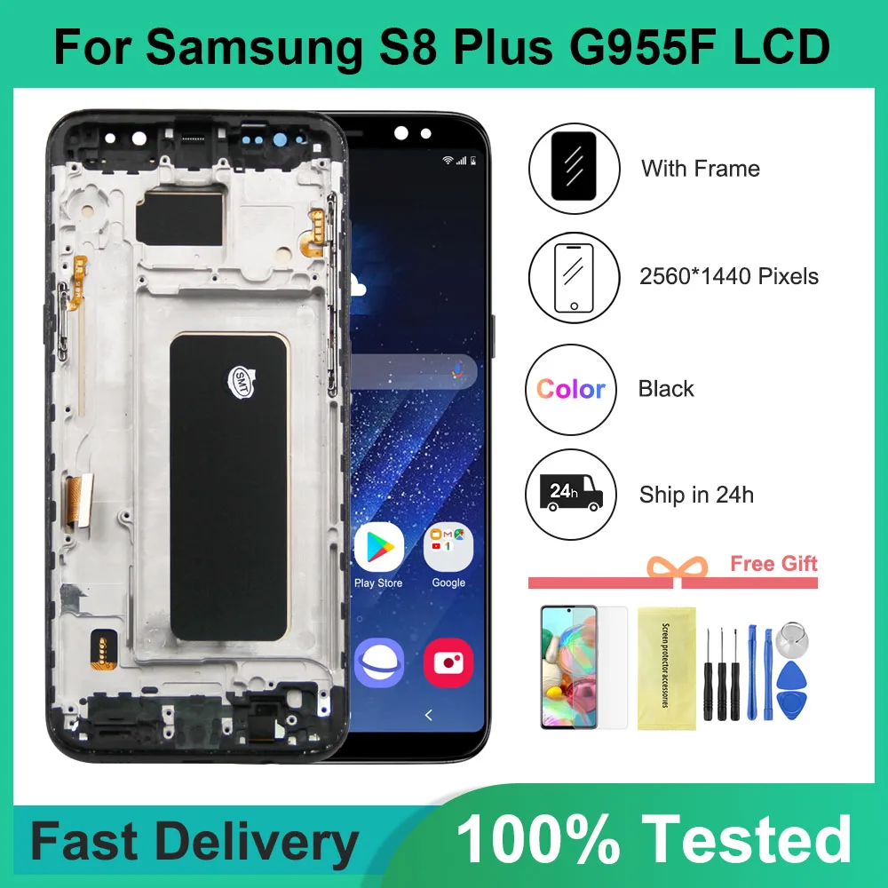 High Quality TFT For Samsung Galaxy S8 Plus With Frame LCD Display G955 G955F Touch Screen Digitizer Repair Parts For Galaxy S8+