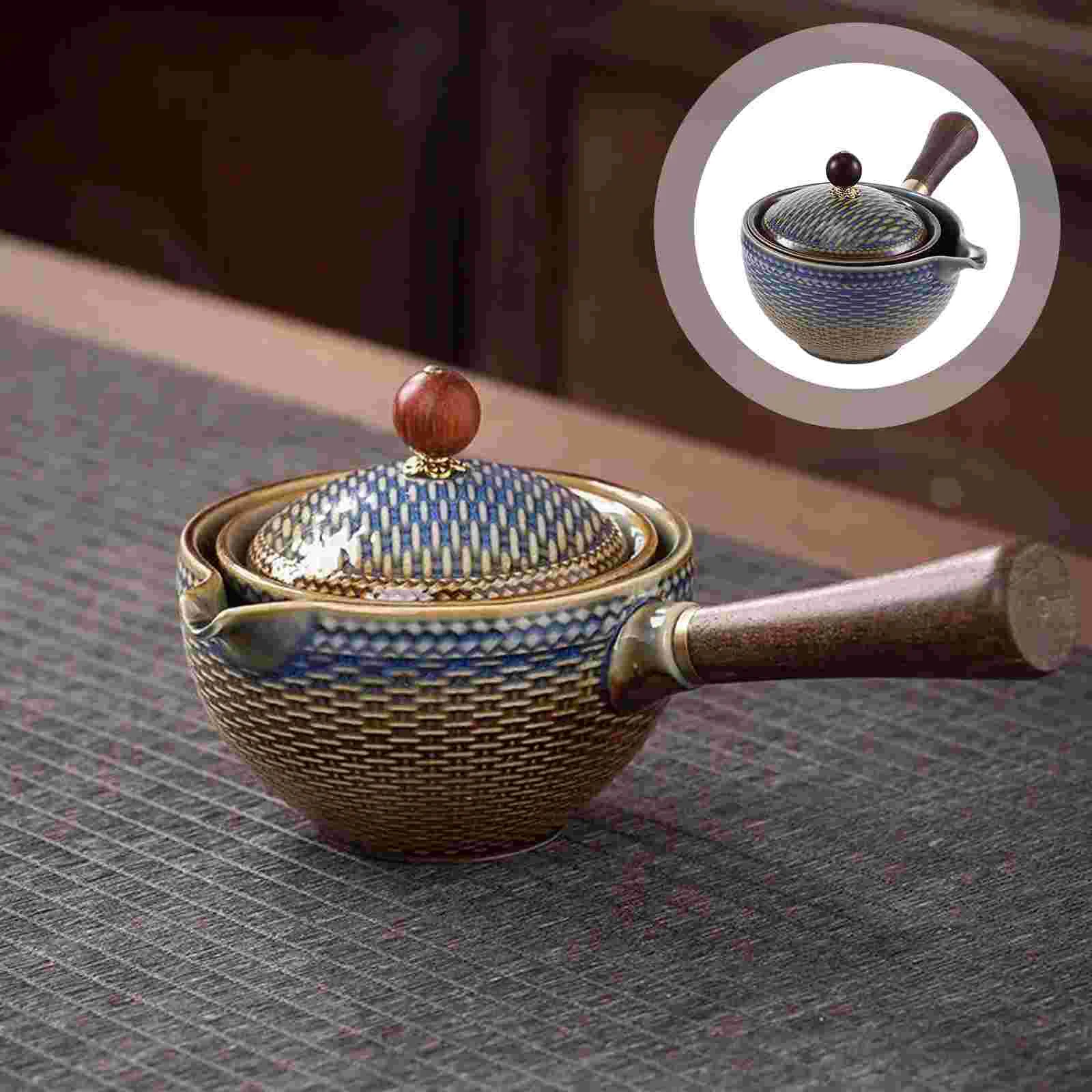 

Tea Set Teapot Chinese Pot Gongfu Kettle Ceramic Maker Porcelain Cup Side Handle Rotation Fu Minikung Infuser Loose Dispenser