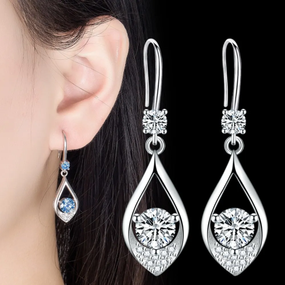 

925 Silver Needle Trendy Women's Fashion Jewelry High Quality Cubic Zirconia Mid-length Tassel Earrings
