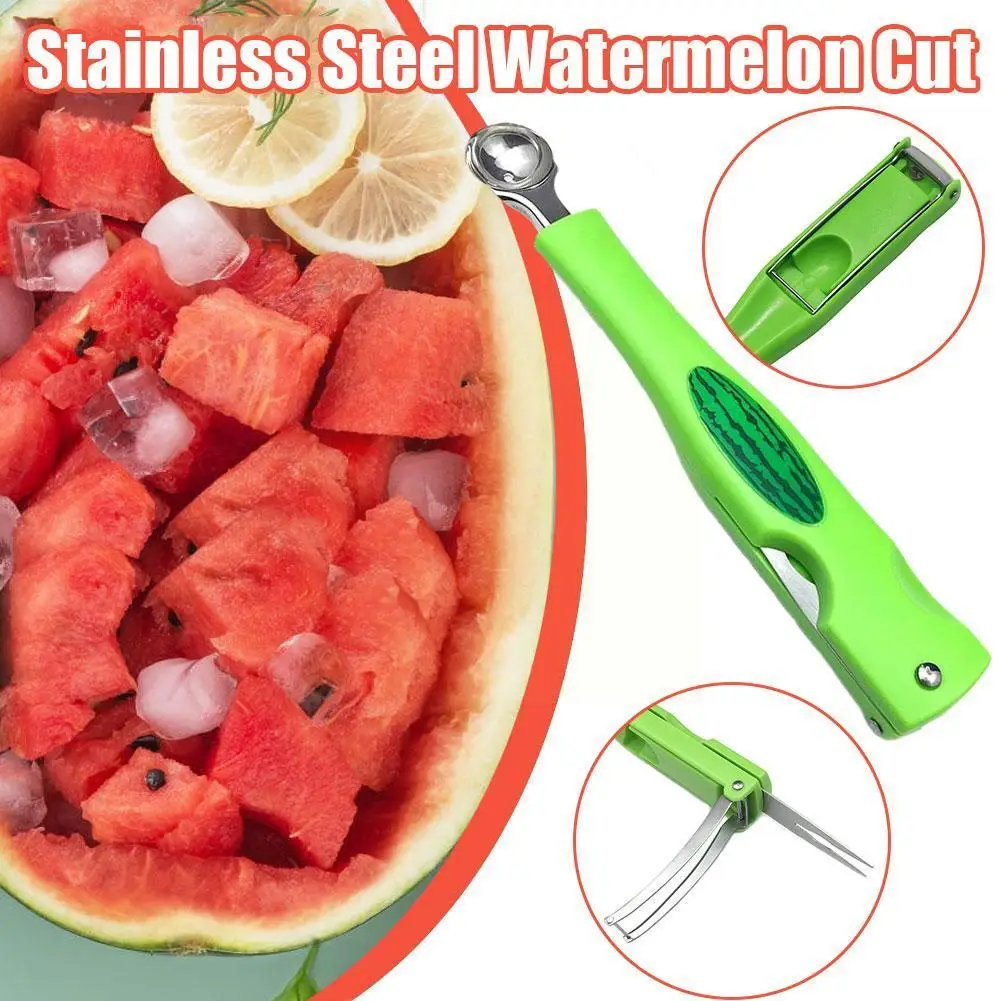 

3 IN 1 Watermelon Splitter Pulp Spoon Fruit Ball Digger Kitchen Steel Tool Household Cutting 304 Manual Watermelon Stainles U8S9