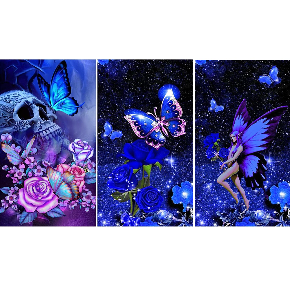 DIY 5D Diamond Painting Roses Under Starry Sky Butterfly Full Square/Round Diamond Embroidery Mosaic Cross Stitch Home Decor