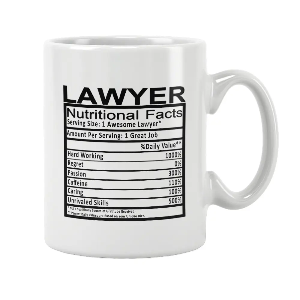 

Lawyer Nutritional Facts Mug Coffee Tea Cup Unique Special Birthday Anniversary Lawyer Gifts Women Men