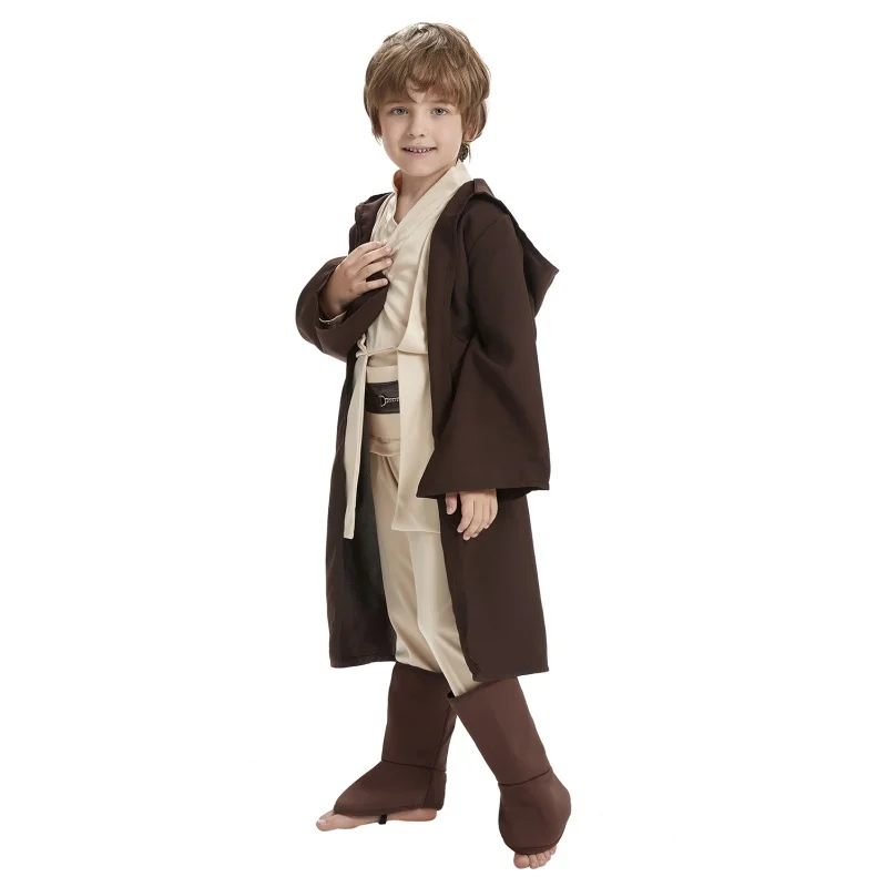 

Kid Children Star Jedi Knight Cosplay Costume Obi Wan Kenobi Uniform Suit Anakin Skywalker Hooded Robe Cloak Outfits