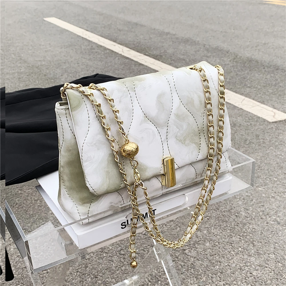 

Trendy Tie Dye Quilted Chain Crossbody Shoulder Bags For Women New 2022 Turn Lock Large Capacity Brand Designer Ladies Handbags