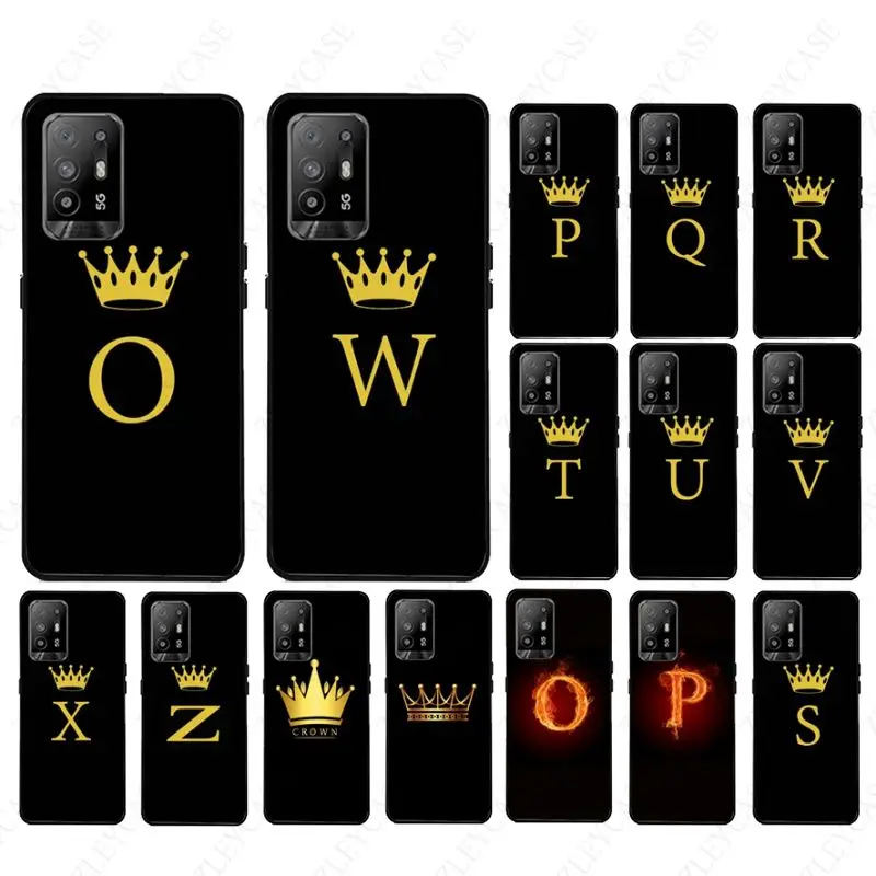 funda Funny Gold Crown Letter Phone cover For OPPO A12 A15 A15S A74 A94 5G A3S A5S A9 2020 A52 A53S A72 5G A73 A91 Cases coque