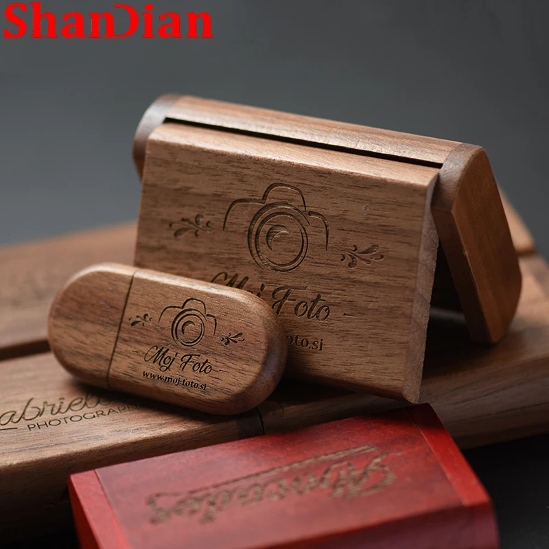 

Photography Flash Drive 64GB Free Custom LOGO Pen Drive 32GB Wooden Memory Stick 16GB USB 2.0 Bamboo U Disk 8GB Wedding Gifts