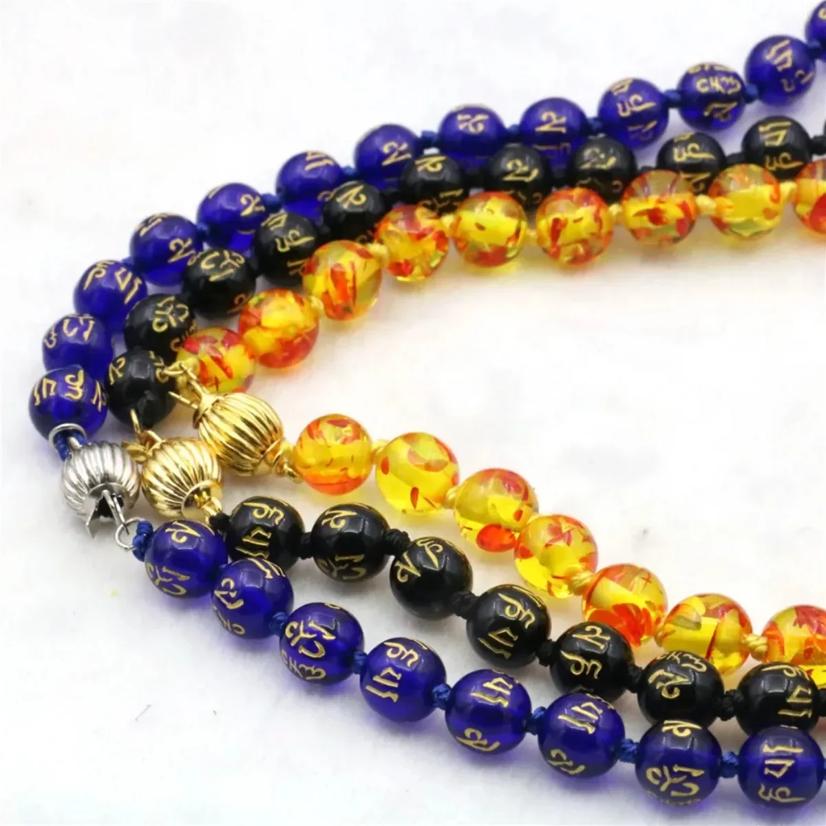 YOUCAIHUA JEWELRY Черное синее золотистое ожерелье из каучука 8 мм