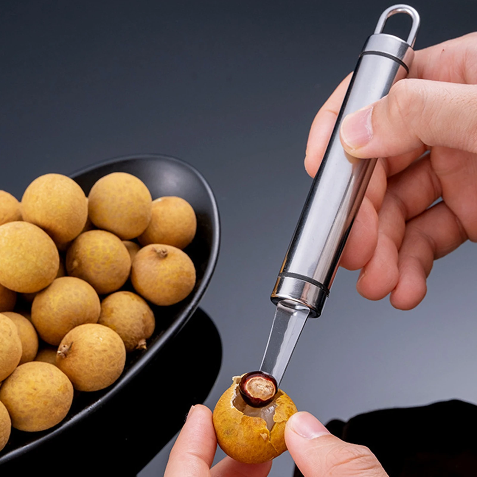 

Stainless Steel Fruit Pitter Remove Tool Fruit Tool With Handle Portable Kitchen Gadget Suitable For Longan Lychee Cherry