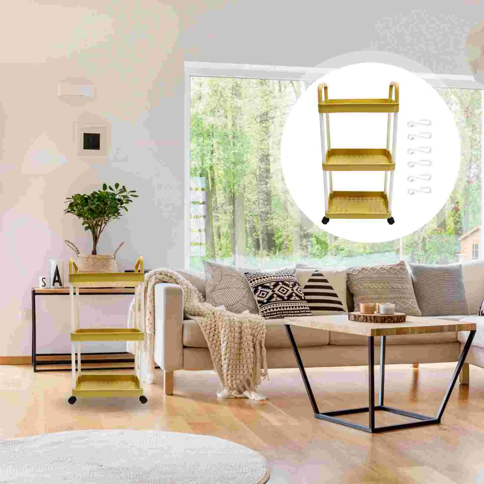 

Home Organization Cart Wheels Rack Tissues Book Trolley Pp Multi-layer Stand Storage