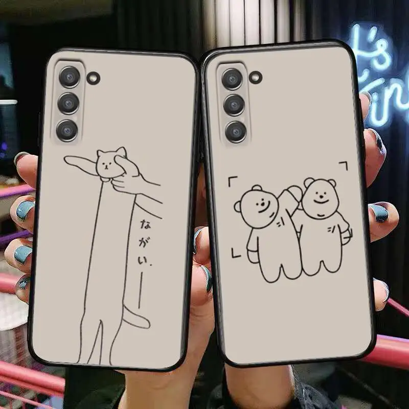 

black cat line art bear Phone cover hull For SamSung Galaxy s6 s7 S8 S9 S10E S20 S21 S5 S30 Plus S20 fe 5G Lite Ultra Edge