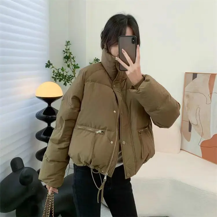 2023 Cotton Padded Ultra-light Parka New Stand Collar Winter Jacket Women Warm Parkas Female Outerwear Pockets Coats Ladies A06