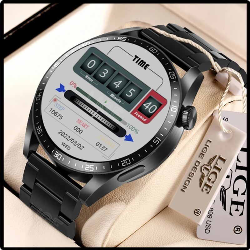 Смарт-часы LIGE мужские с сенсорным экраном AMOLED Bluetooth NFC |