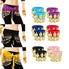 Браслеты женские для танца живота, шифоновые золотистые монеты, манжеты на лодыжку, аксессуар для костюма для танца живота, 1 пара