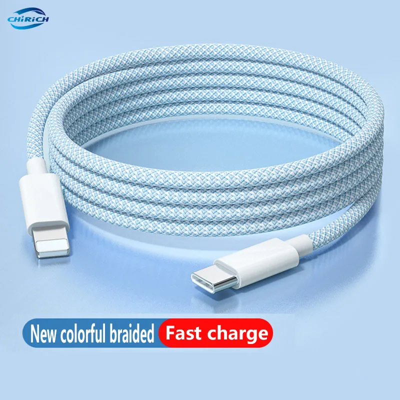 

Nylon Braided Data Cable 20W PD Fast Charger Cables Wire For Apple iPhone11 12 13 iPad Charging Line Type-C Lightning Plug