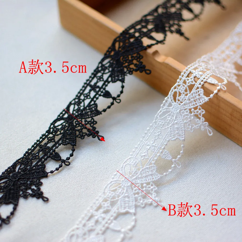 

1Yards Latest Lace Ribbon Trim Guipure Black White Lace Fabric 3.5cm Bow Applique Sewing Accessories Wedding Dress dentelle K026