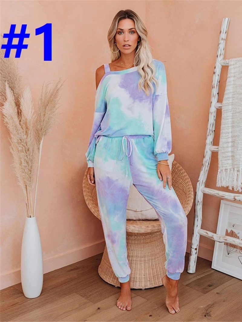 

Tie Dye Tracksuit Women Two Piece Pants Sets Autumn Clothes Full Sleeve Pullover Top Long Pants Suits Casual 2 Piece Set Outfits