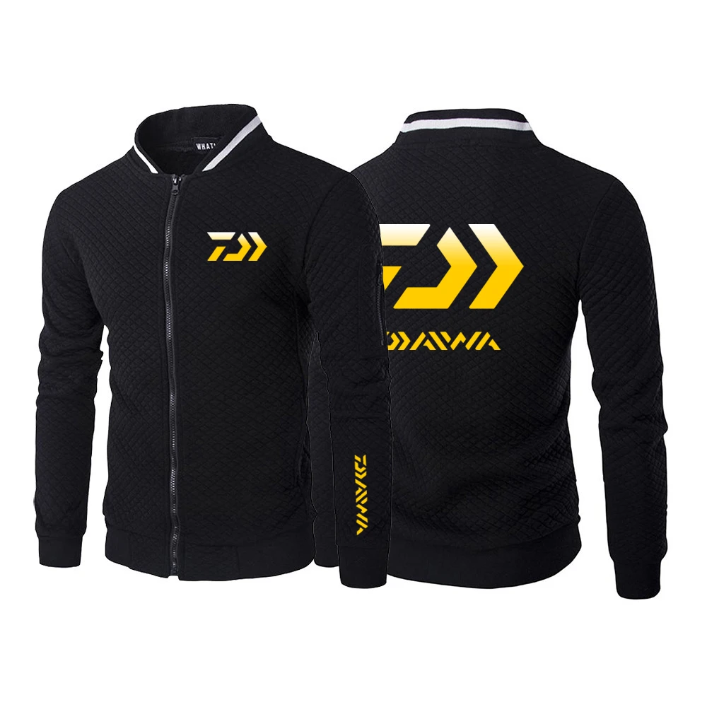 

2022 Daiwa Fishing Men Long Sleeve Zipper Crewneck Sweatshirt Hoodless College Harajuku Style Outwear Coat Top Clothing