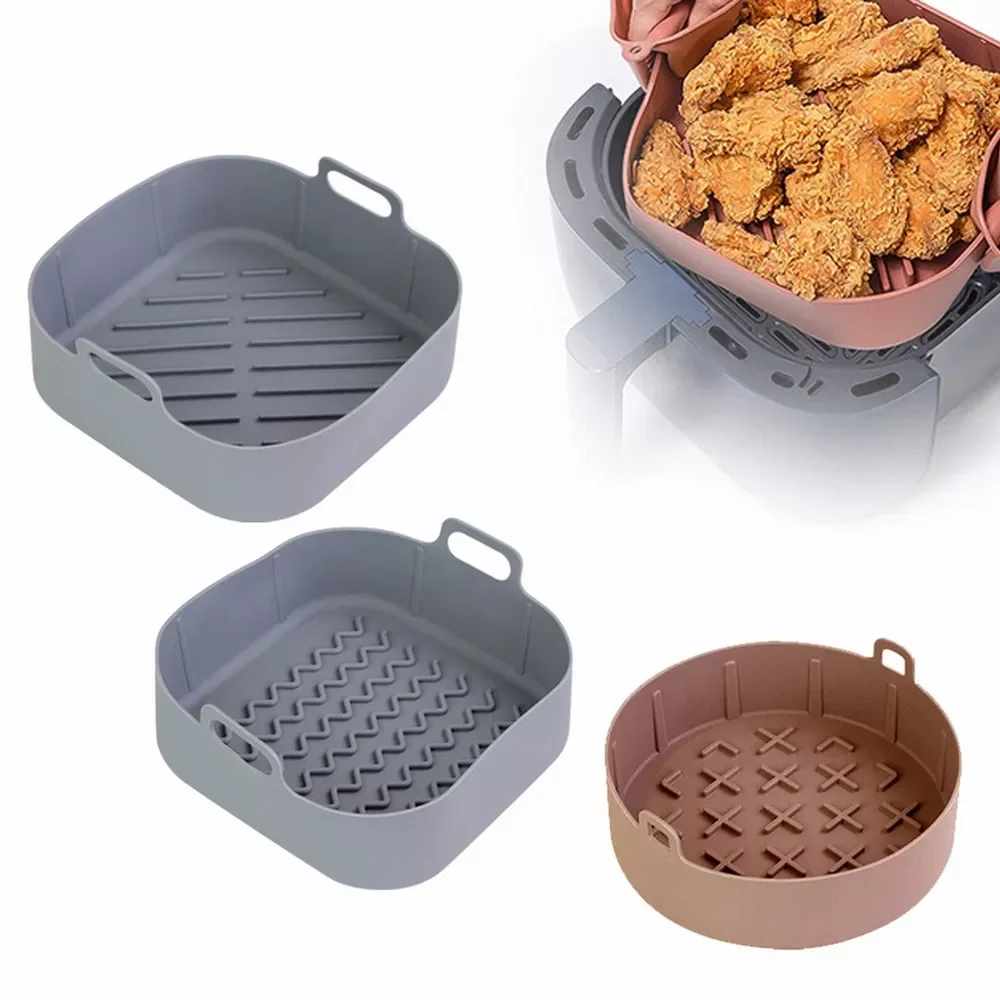 

Silicone Air Fryer Pot Nonstick Pans Airfryer Accessories Reusable Silicone Pot Baking Basket Baking Tool Tray Grill Pan