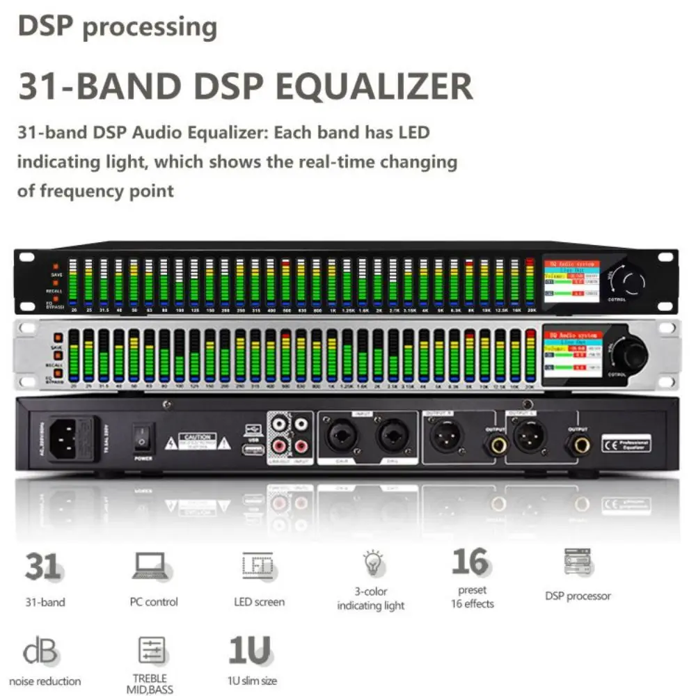 Фото Аудиоэквалайзер EQ231 DSP, 31-полосный, оборудование для обработки звука Targa с металлическим корпусом №3