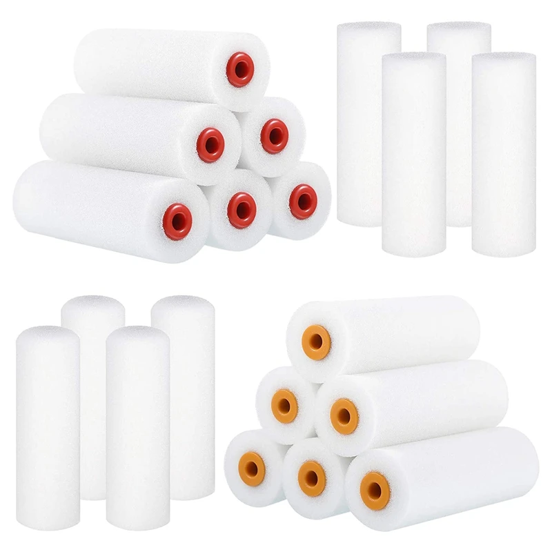

20 Pieces 4 Inch Foam Roller Refills Small Foam Paint Rollers Covers White Smooth Foam Roller Brushes Kit