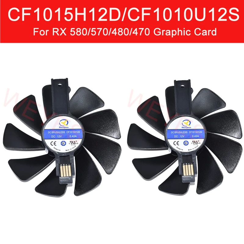Новый вентилятор CF1015H12D CF1010U12S, постоянный ток 12 В, 580 а/570 а для графической карты RX 480/470/, 2 шт./партия, охлаждение