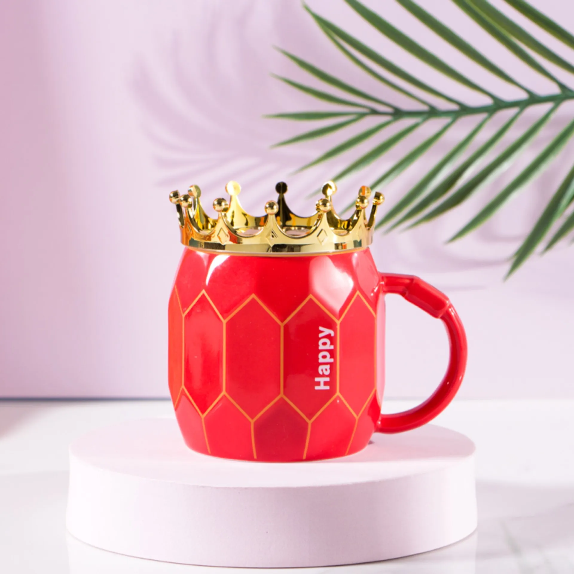 

2022 Новинка 400 мл креативная кофейная чашка с короной Крылья Ангела чашка для молока керамическая чашка с крышкой чашка для пары кофе чая пра...