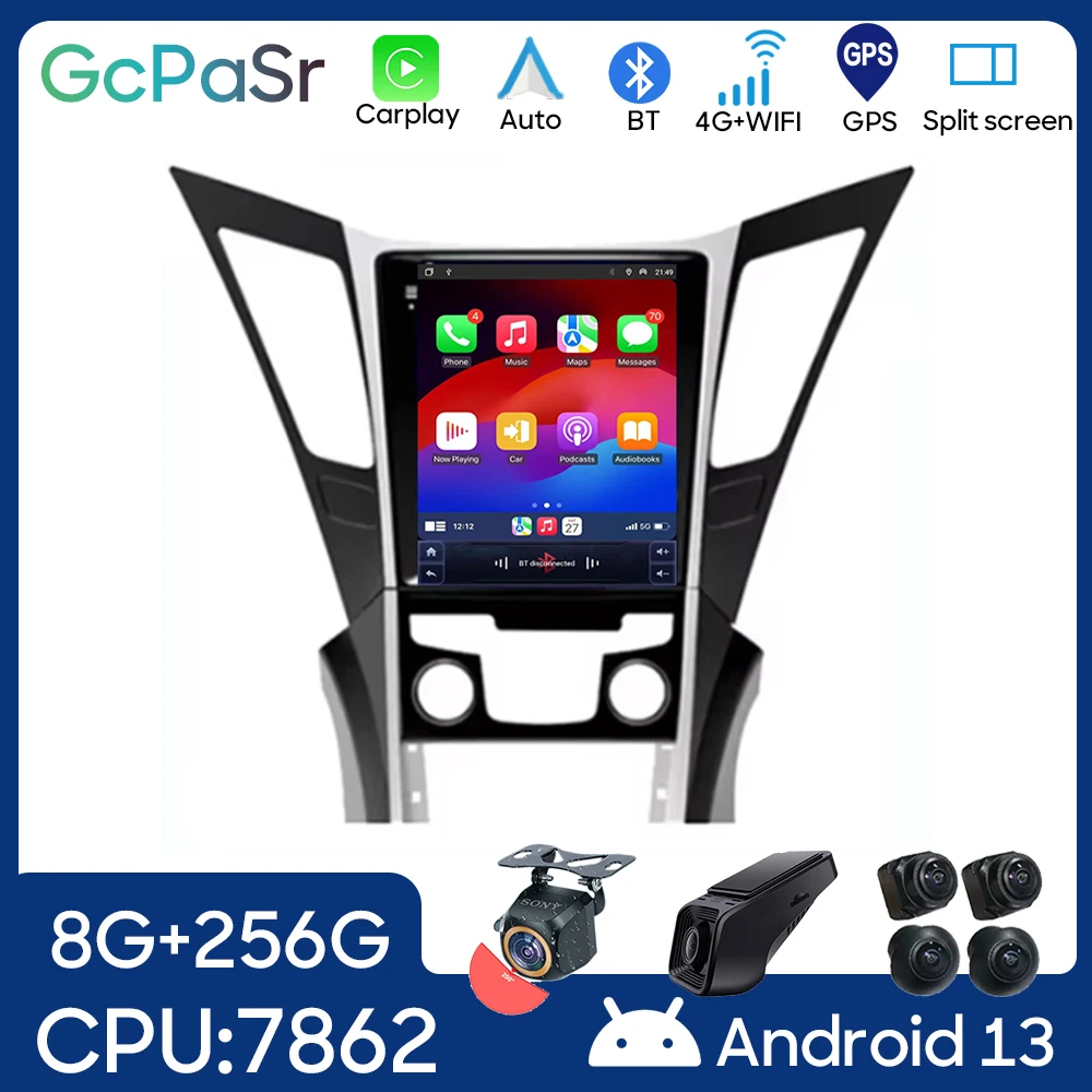 Для Hyundai Sonata YF 8 Android 12 2010-2018 вертикальный экран Tesla автомобильный GPS-навигатор