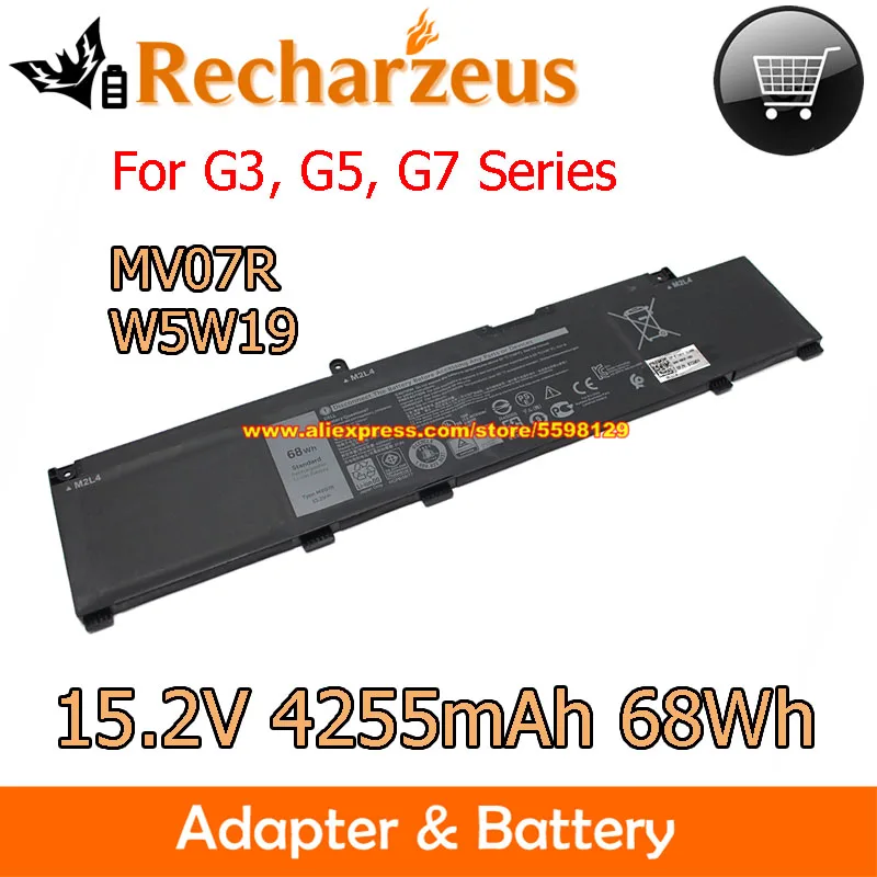 Original W5w19 Mv07r 72wgv 68wh 15.2v 4255mah da Bateria do Portátil para Dell g3 15 3500 3590 Mwhcf Wdp8d g5 g7 15 5500 5590 7590 7790