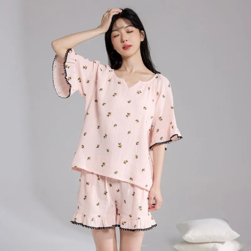 Pajamas for Women Summer Thin Section Short-sleeved Shorts Japanese Style Home Suit Two-piece Comfortable and Casual Nightgowns